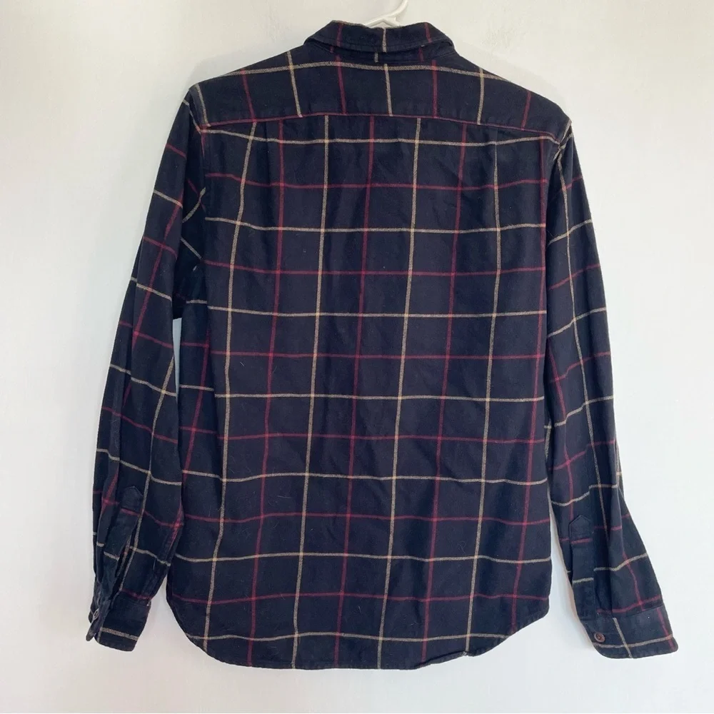 J. Crew Classic Mid Weight Flannel Double Brushed Navy Blue Button Up Size S